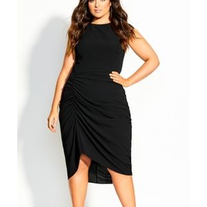 City chic side ruch black dress